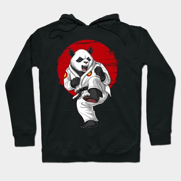 Panda Bear Karate Hoodie by underheaven